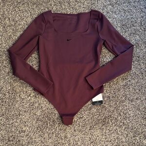 Nike Form Women's Burgundy Long Sleeve Bodysuit